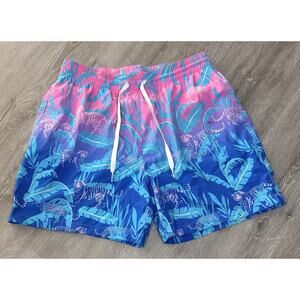 Chubbies Mens Swim Trunks Sz L 5.5” Inseam Lined Classic Pink Blue Tiger Floral